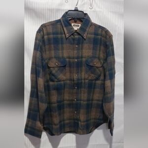 Vintage 60s 70s Arrow Board Shirt Mens Plaid Woodcutter 85% Wool USA Large
